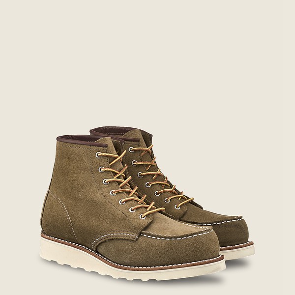 Bottes Red Wing Heritage - 6-Inch Classic Moc – Short Mohave Cuir - Vert Olive - Femme 956AVBYXK